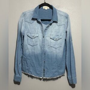 Anthopologie Cloth and Stone Women's Size Medium Blue Corduroy Button Front Top